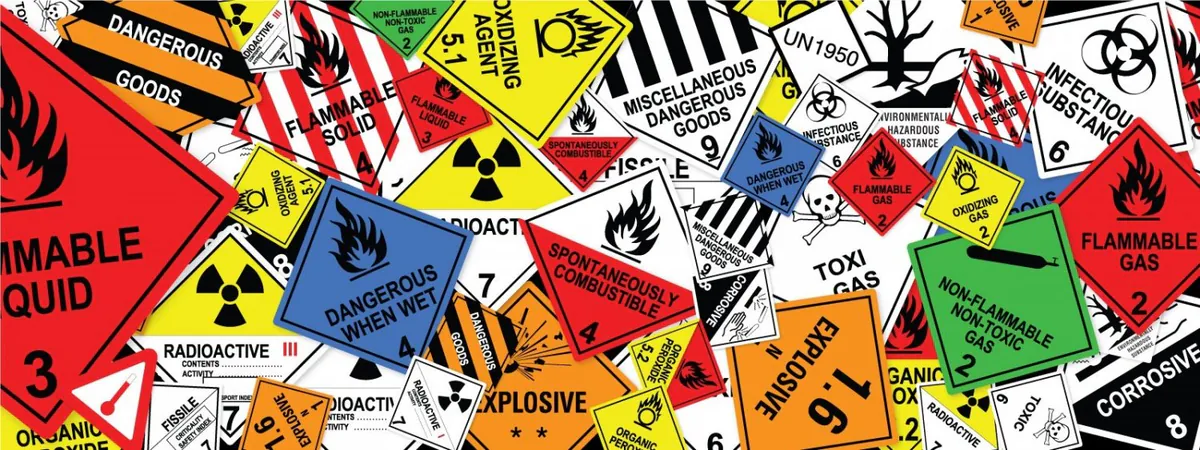 Dangerous goods labels of different classes